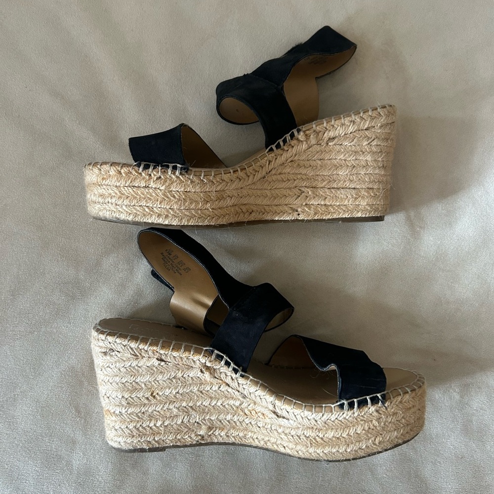 Franco Sarto Black Espadrille Platform Wedge - Picture 3 of 5